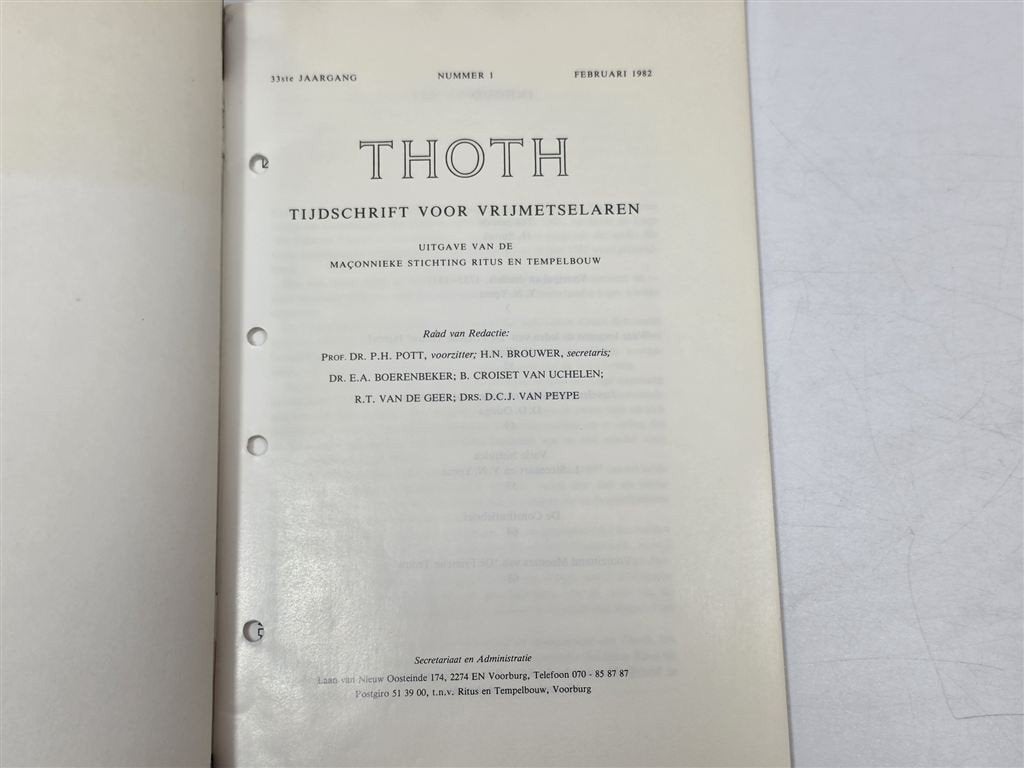 Thoth Vrijmetselaren — Friese Trouw Leeuwarden Zeldzaam, Ophalen of Verzenden, Gelezen