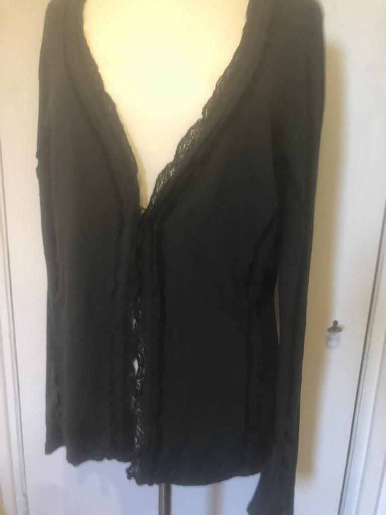 TANDEM grijs tricot vestje met kant maat 42, Kleding | Dames, Tandem, Maat 42/44 (L), Ophalen of Verzenden, Zo goed als nieuw