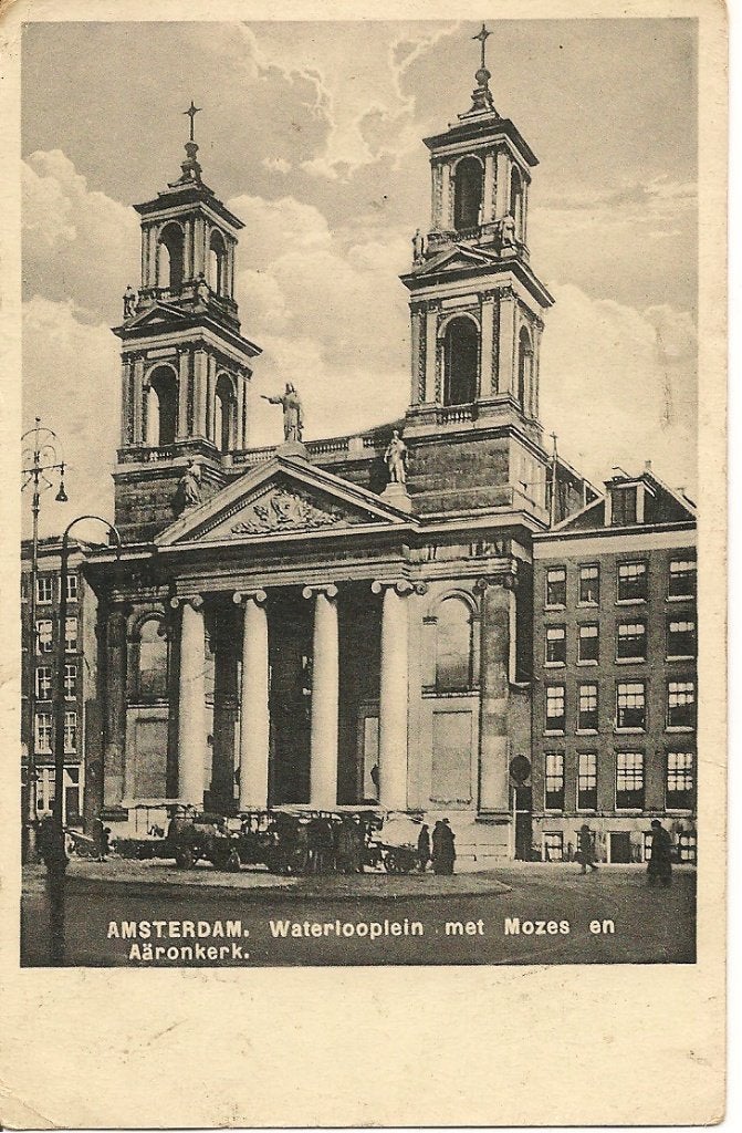 Amsterdam Waterlooplein Mozes en Aäronkerk 1936, Verzamelen, Ophalen of Verzenden, 1920 tot 1940, Gelopen, Noord-Holland