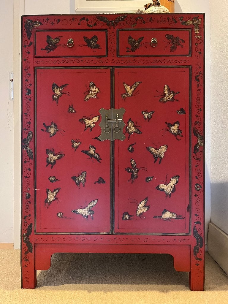 Chinees vlinderkastje, kast, 120 hoog, Huis en Inrichting, Kasten | Dressoirs, Ophalen, Gebruikt, Met deur(en), 50 tot 100 cm