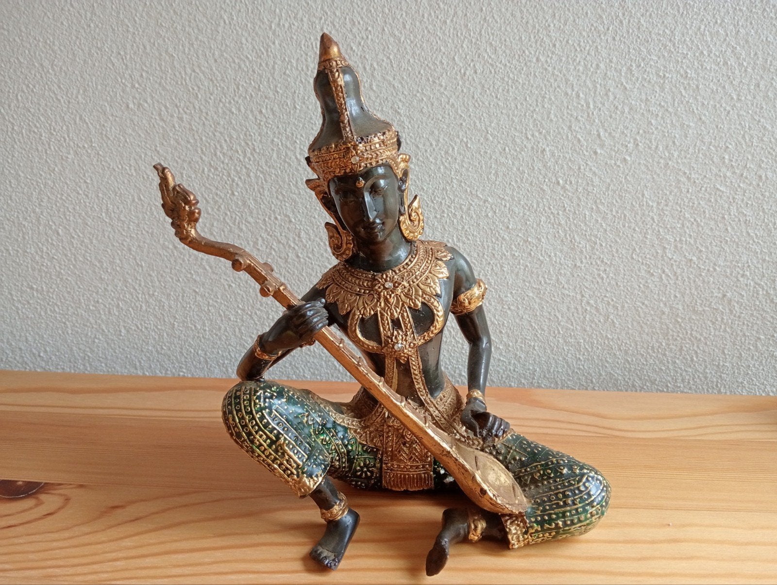 Brons/gouden Thaise tempelmuzikant, Ophalen, Beeld, Metaal, Azië