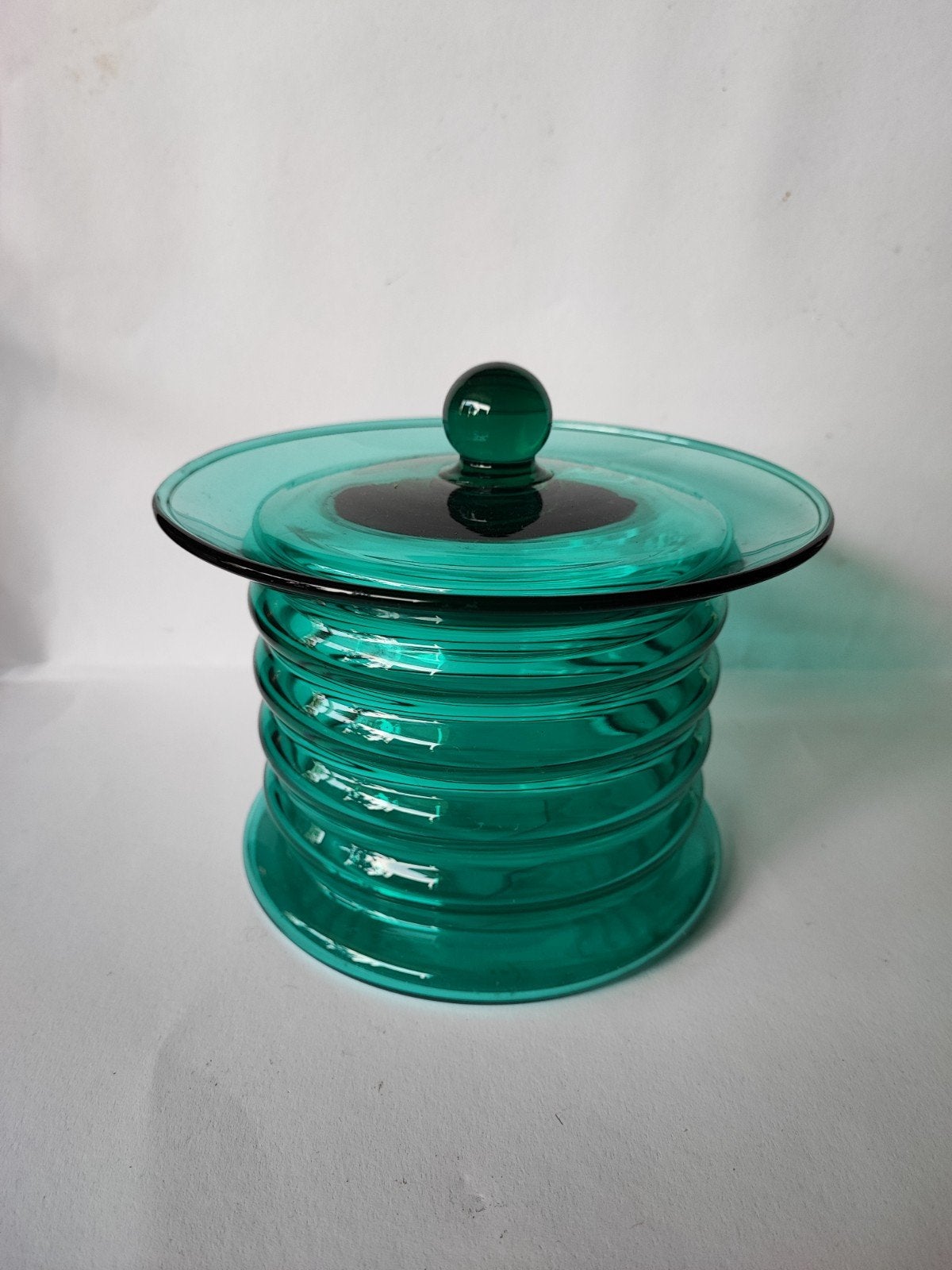 Memphis Stijl Imperial Groene Glazen grote Pot met Deksel, Verzenden