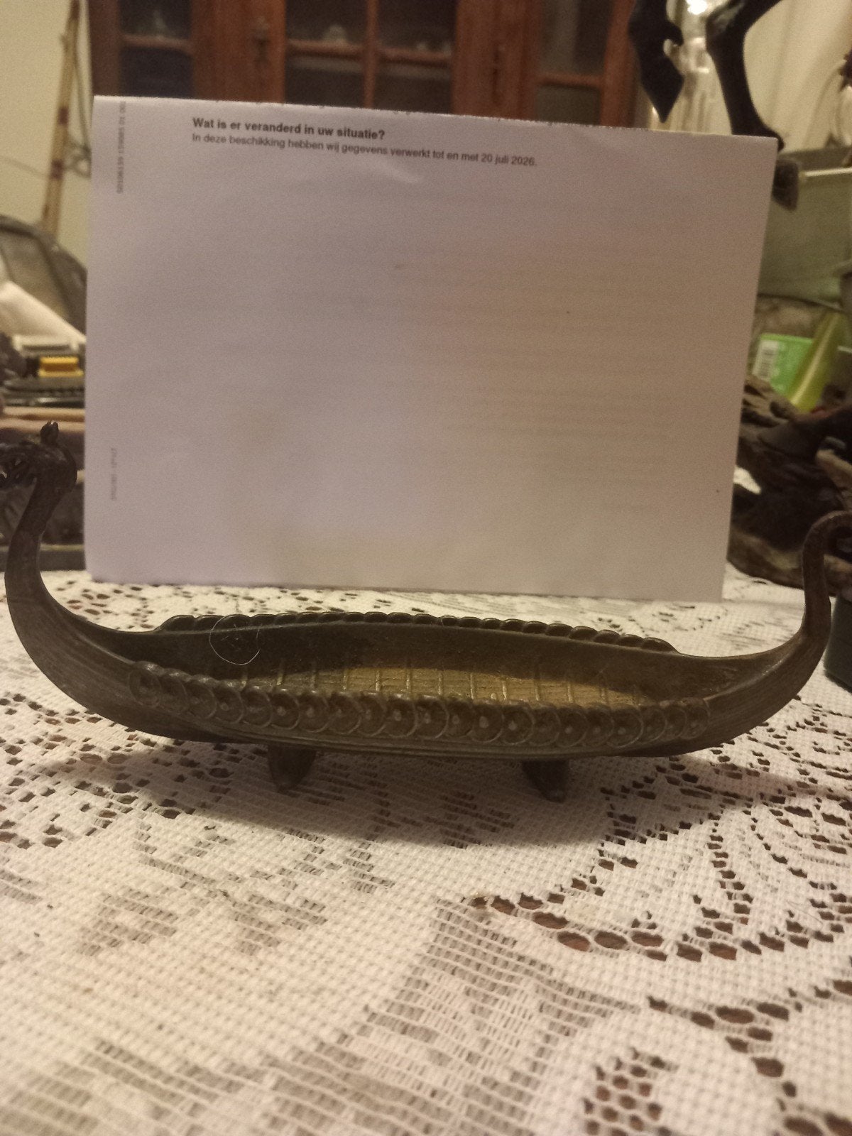 Wierookhouder Noors tin - Vikingschip, Ophalen of Verzenden