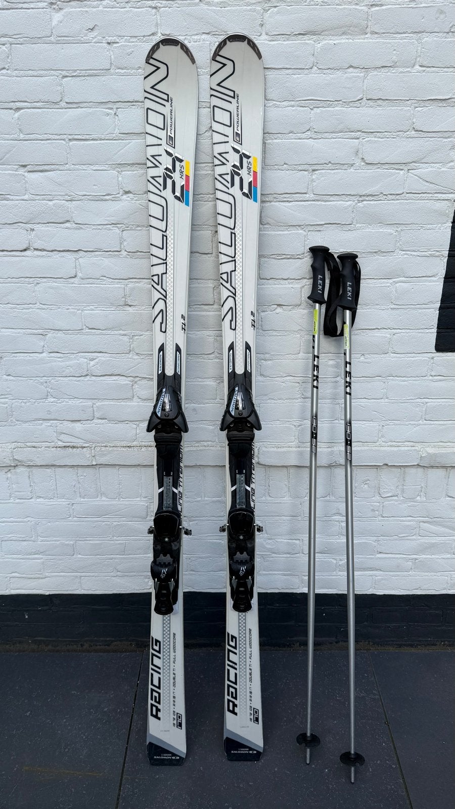 Salomon Powerline Ski's met Leki Stokken, Ophalen, 160 tot 180 cm, Gebruikt, Salomon