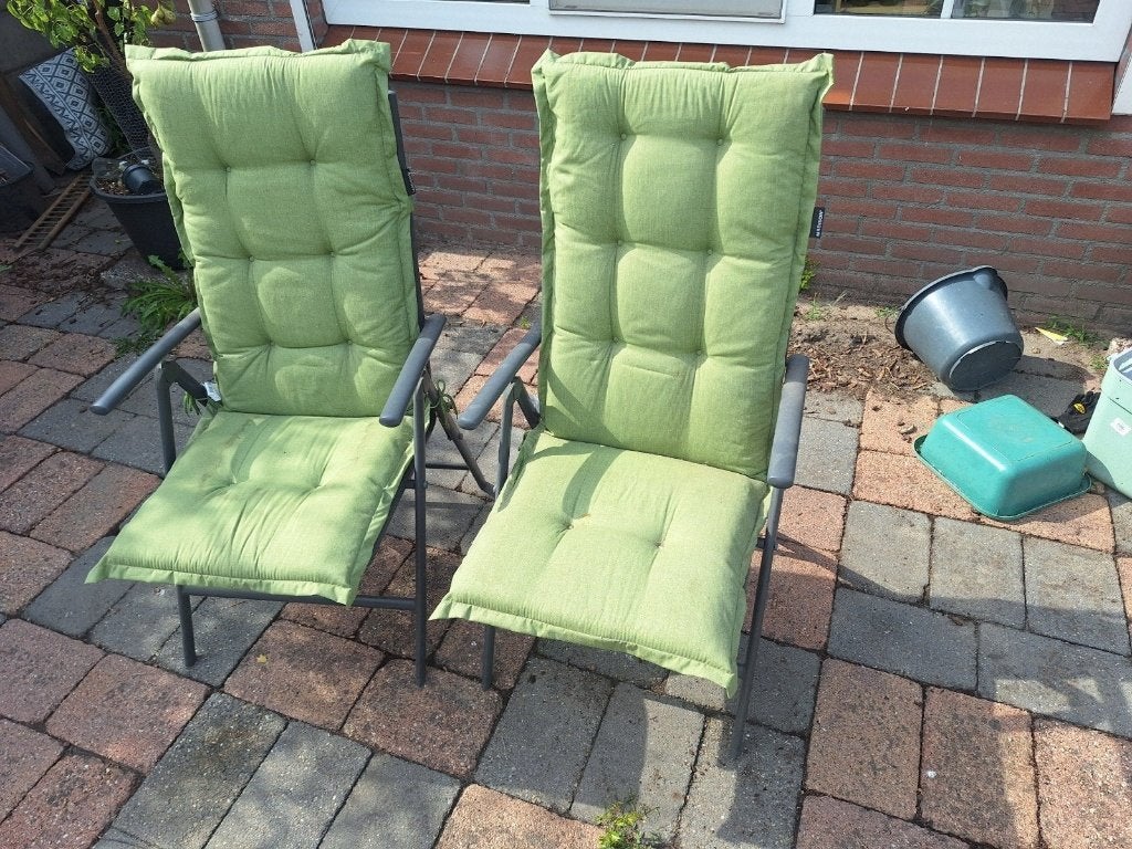 Tuintafel (200x100x75) met 2 inklapbare stoelen, Ophalen, Gebruikt, Rechthoekig, Hout