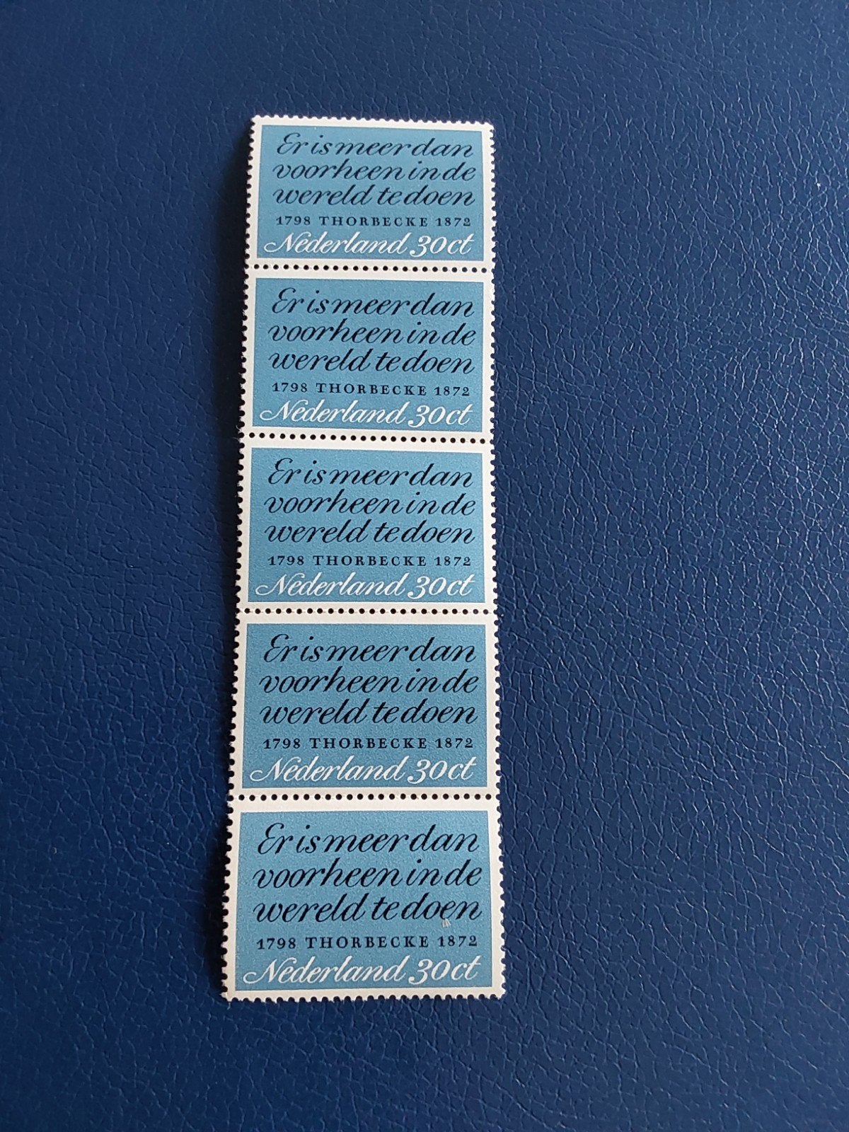 Nvph 1009 Thorbecke . Strip van 5 . 1972 ( pf), Ophalen of Verzenden