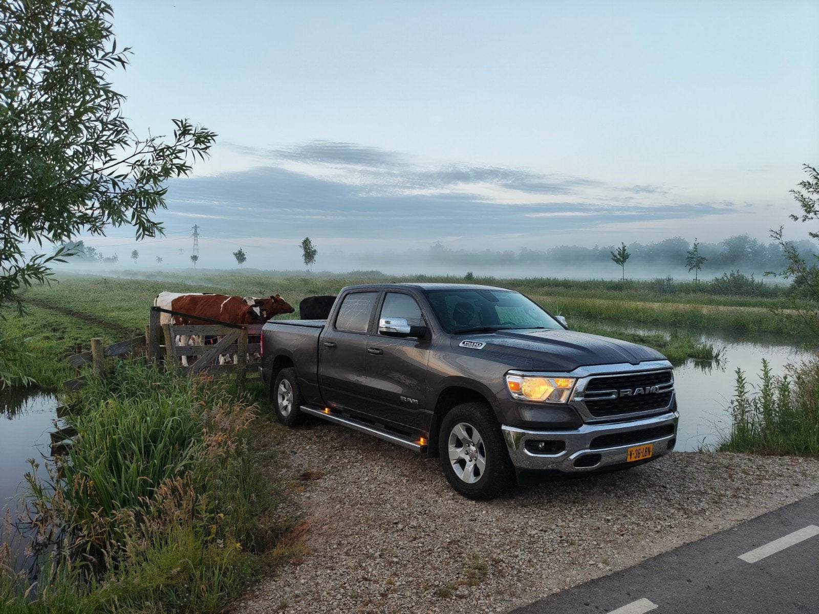 Bijna nieuwe RAM  11800km., Auto's, Dodge, Automaat, Stof, Bruin, Vierwielaandrijving
