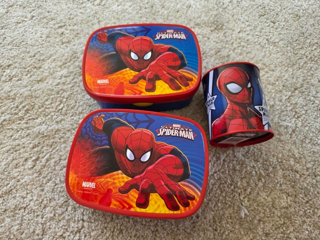 Spider-Man Broodtrommels en Beker Set, Ophalen of Verzenden, Gebruikt