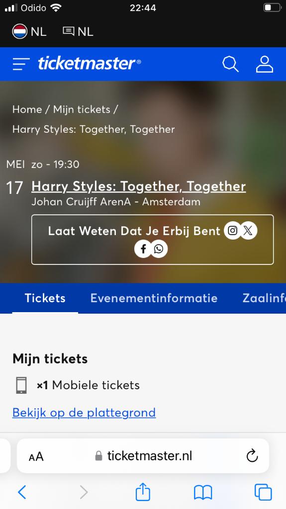 Kaart Harry Styles 17 mei vak 425, Tickets en Kaartjes, Eén persoon, Mei