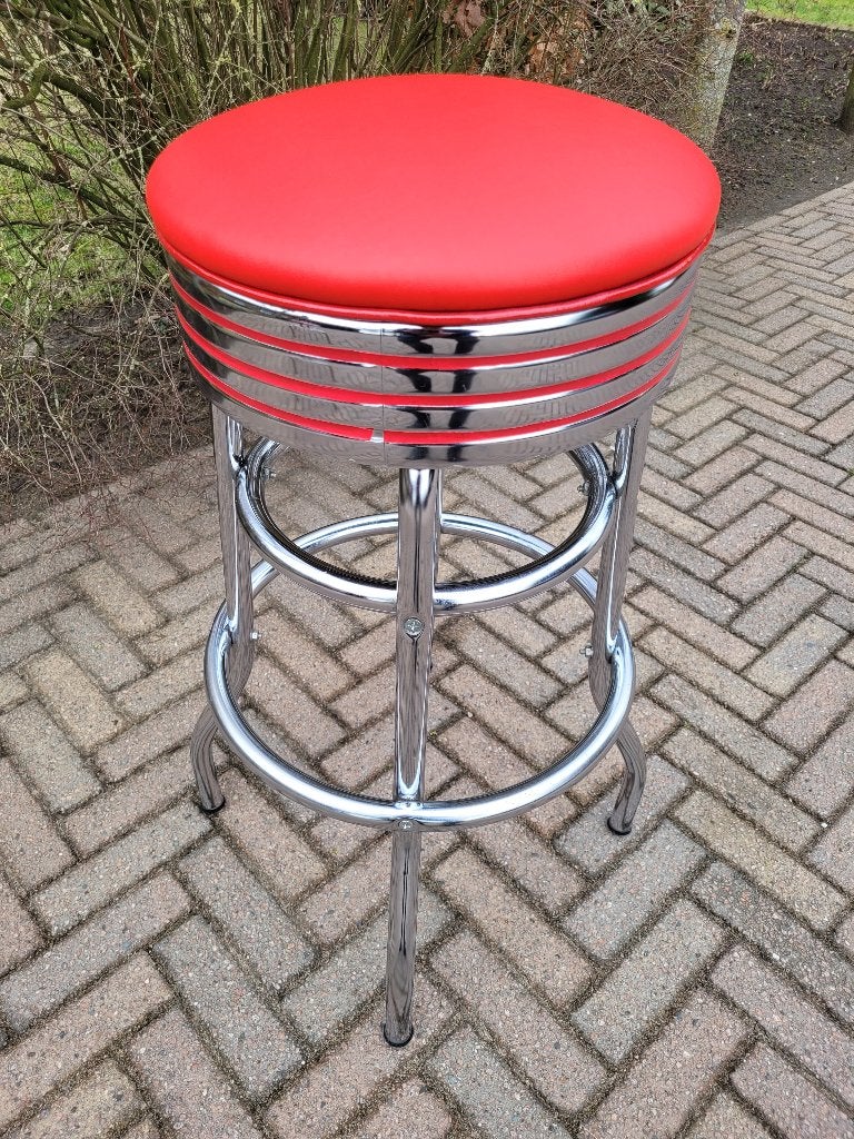 diverse rode Bel Air barkrukken retro sixties fifties .., Ophalen, 60 tot 90 cm, Met voetsteun, Zo goed als nieuw