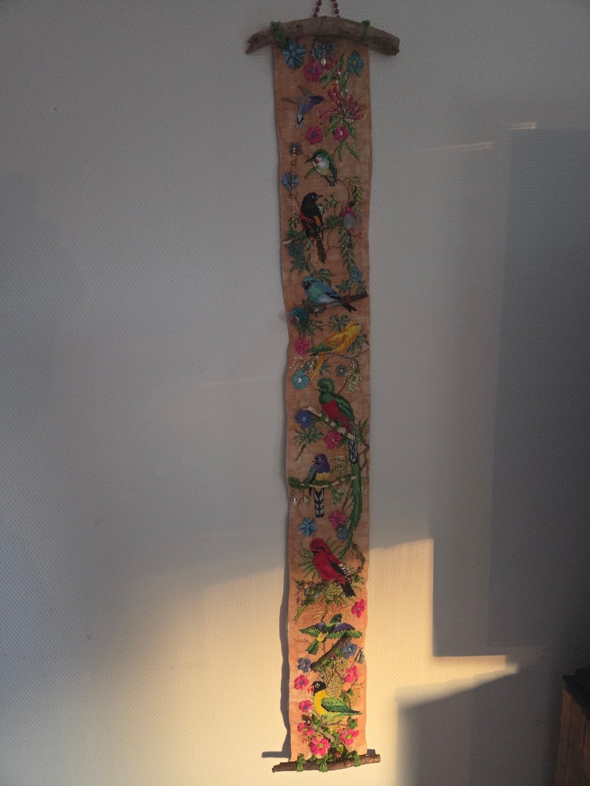 Decoratief Schellekoord met Vogels, Takken en Kralen, Huis en Inrichting, Gebruikt, Meerkleurig, Overige stijlen, Ophalen of Verzenden
