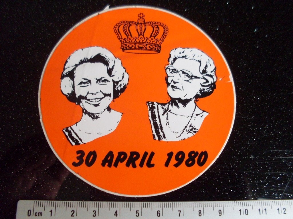 sticker koningin Juliana Beatrix troonwissel 1980, Verzamelen, Verzenden, Zo goed als nieuw, Overige typen