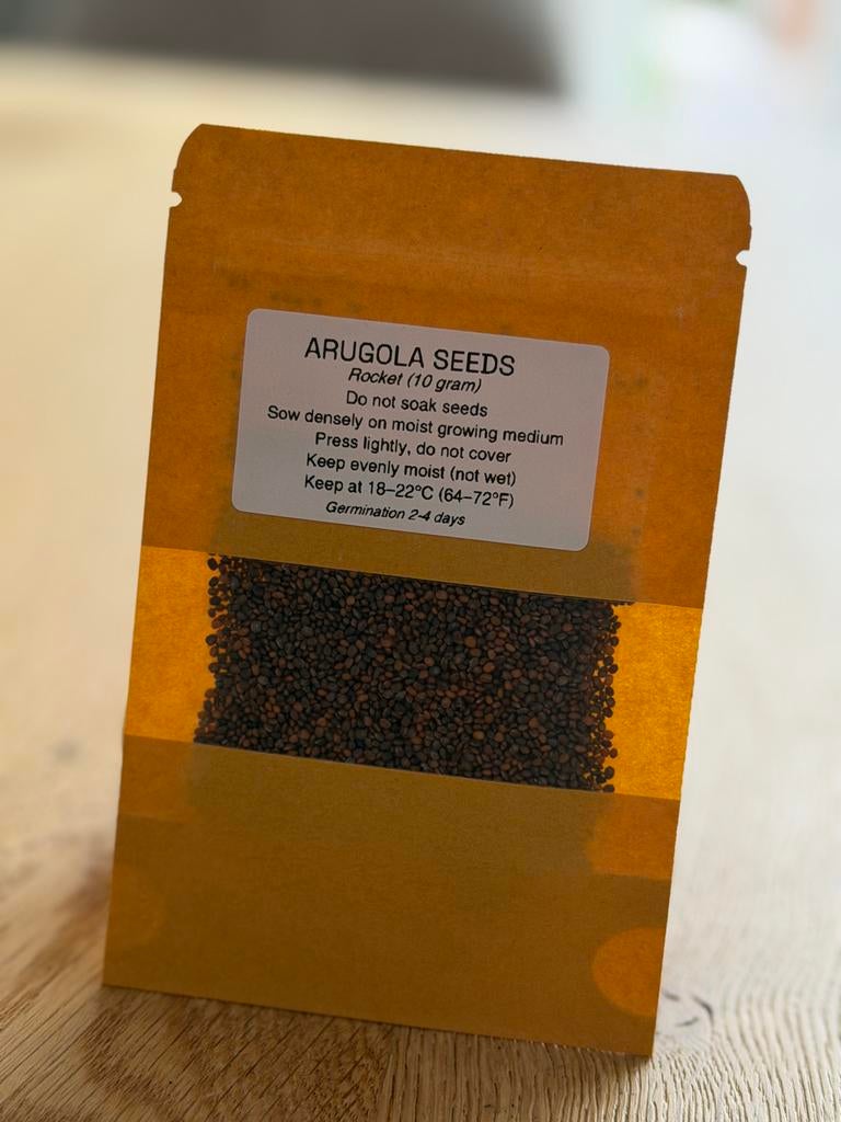 Biologische Rucola Kiemzaden - 100 gram - Getest Kiemkracht, Verzenden, Gehele jaar, Halfschaduw, Zaad