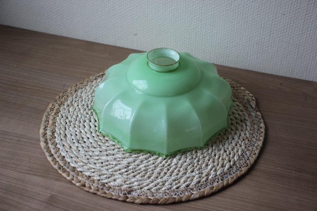 Vintage mintgroene opaline glazen lampenkap, Ophalen of Verzenden, Gebruikt, Hanglamp