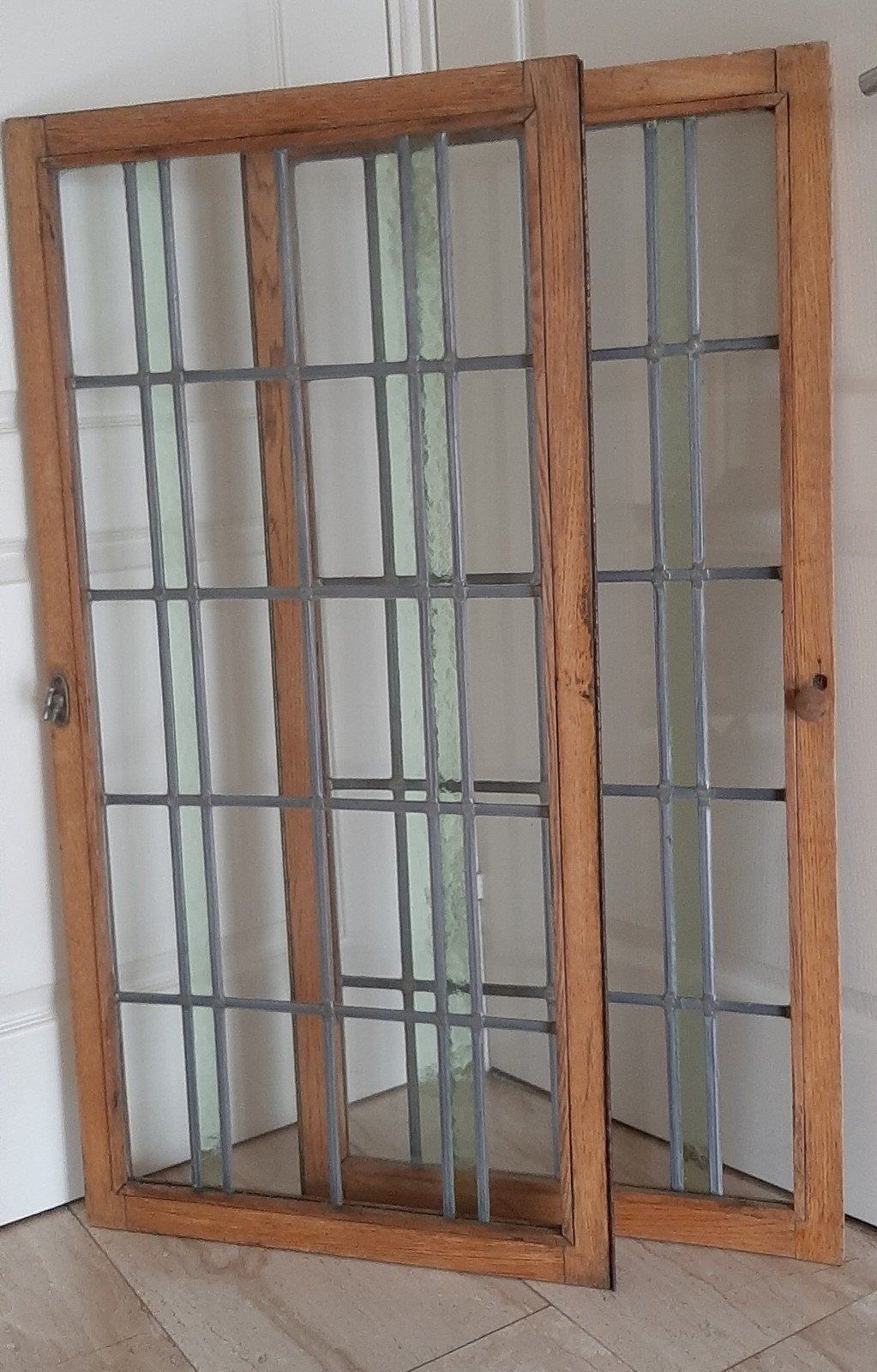 Oude eikenhouten kastdeuren met glas in lood, Ophalen, Gebruikt, Minder dan 80 cm, Overige typen
