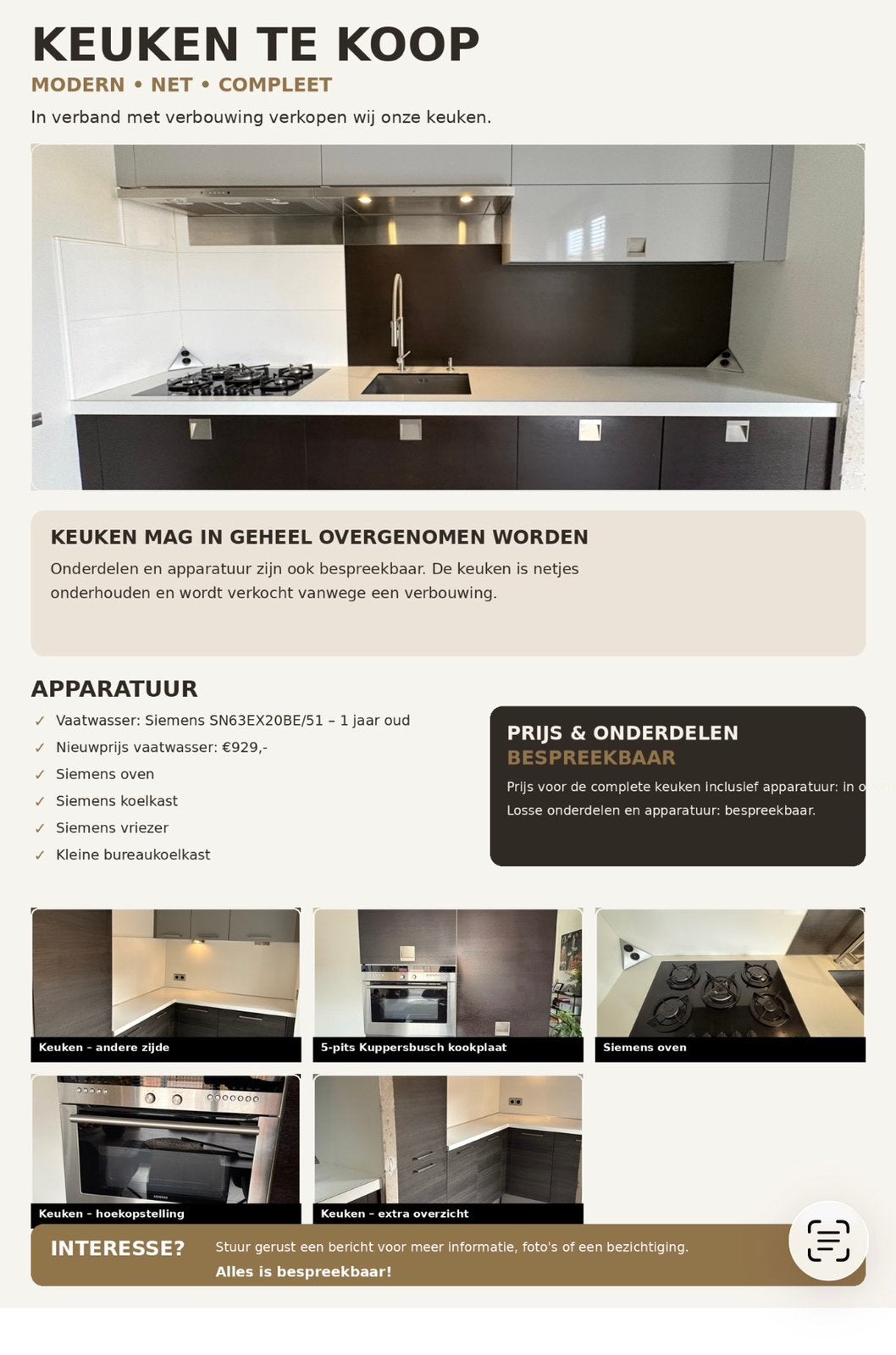 Moderne en nette keuken inclusief apparatuur, Hoekkeuken, Ophalen of Verzenden, Zo goed als nieuw, Kunststof