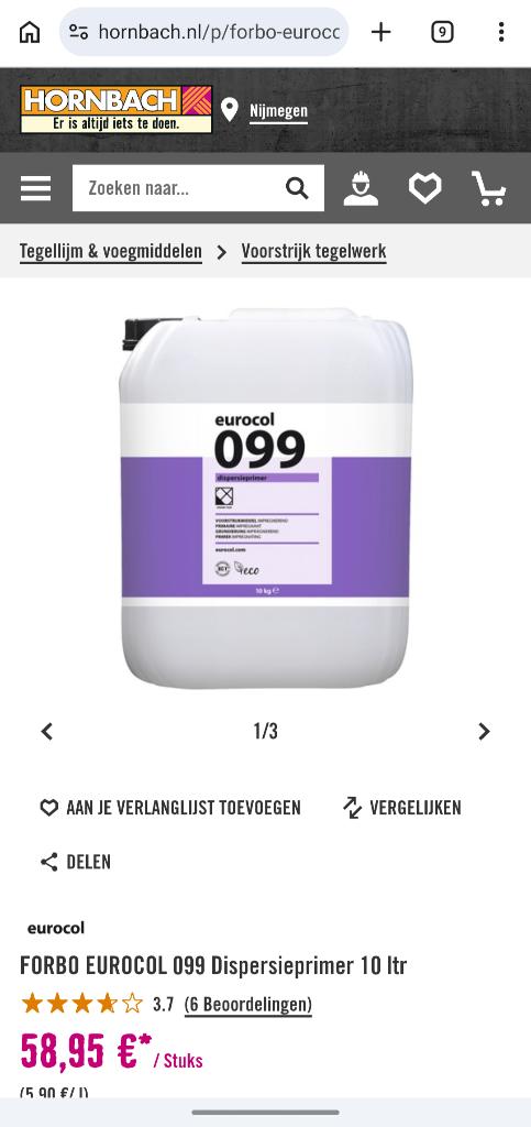 EUROCOL 099 Dispersieprimer ongeveer 5-6 L, Ophalen, Overige materialen, Gebruikt, Minder dan 20 cm