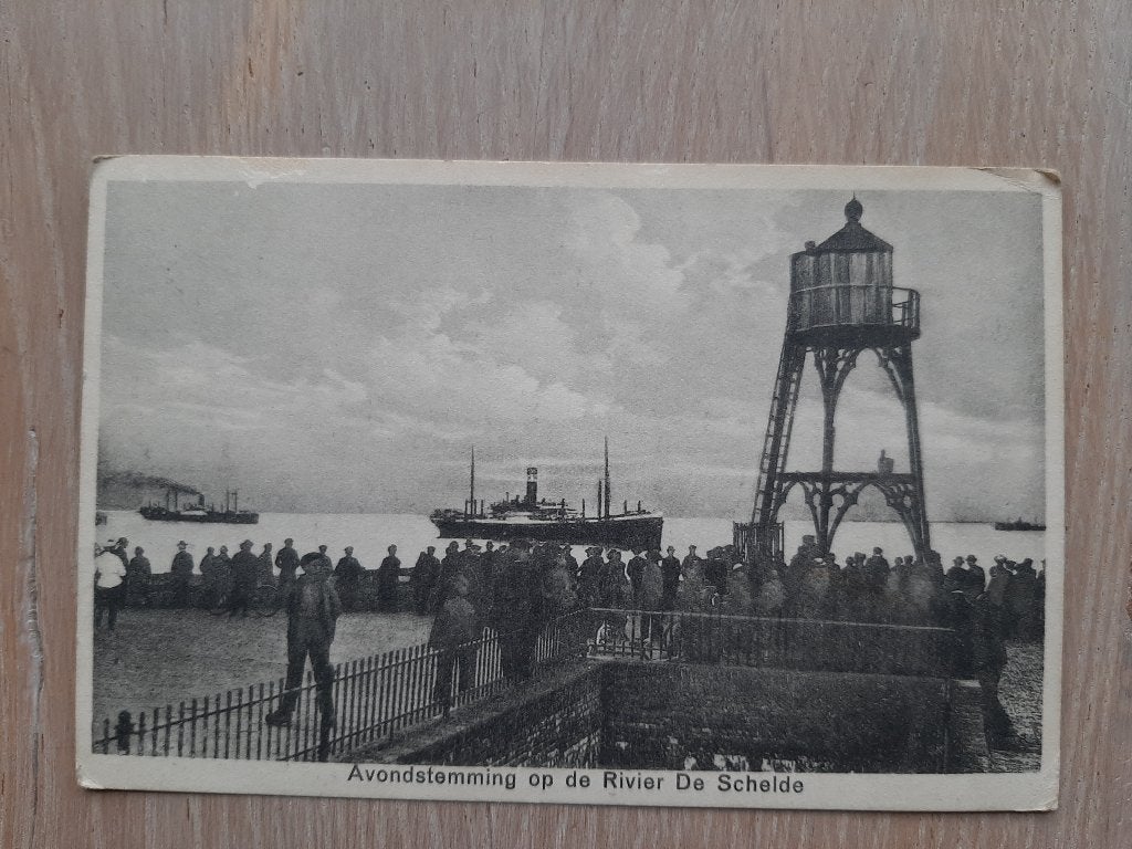 Vlissingen Avondstemming De Schelde, vuurtoren, mensen, 1932, Ophalen of Verzenden, 1920 tot 1940, Gelopen, Zeeland