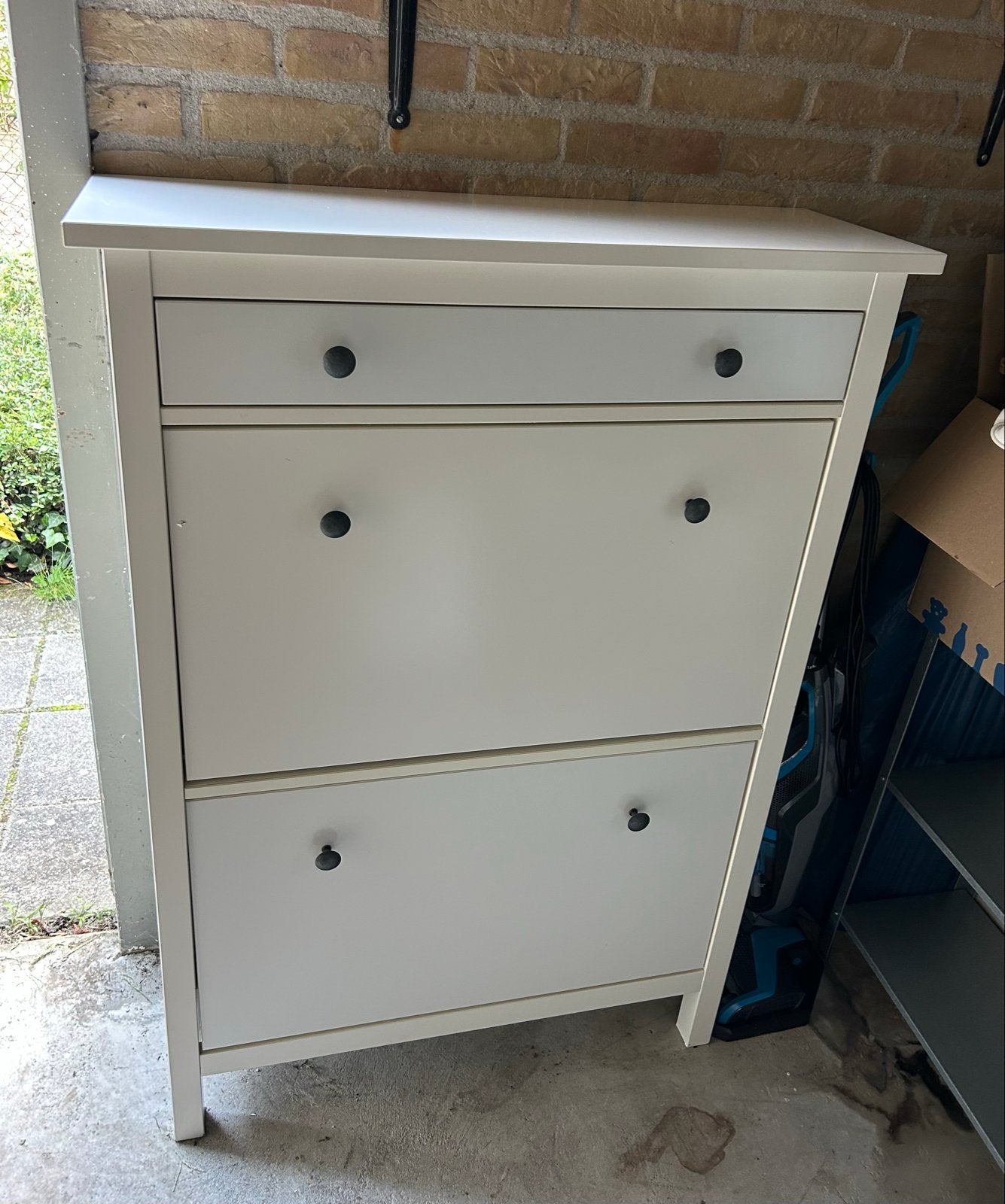 IKEA HEMNES Schoenenkast wit/gebroken wit, 2 vakken en lade, Huis en Inrichting, Ophalen, Gebruikt