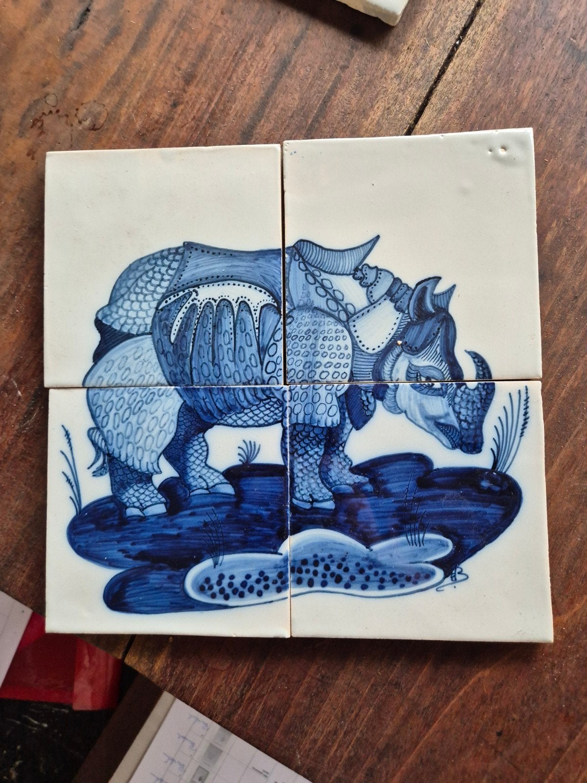 Tichelaar, Makkum Tegeltableau Neushoorn, Ophalen