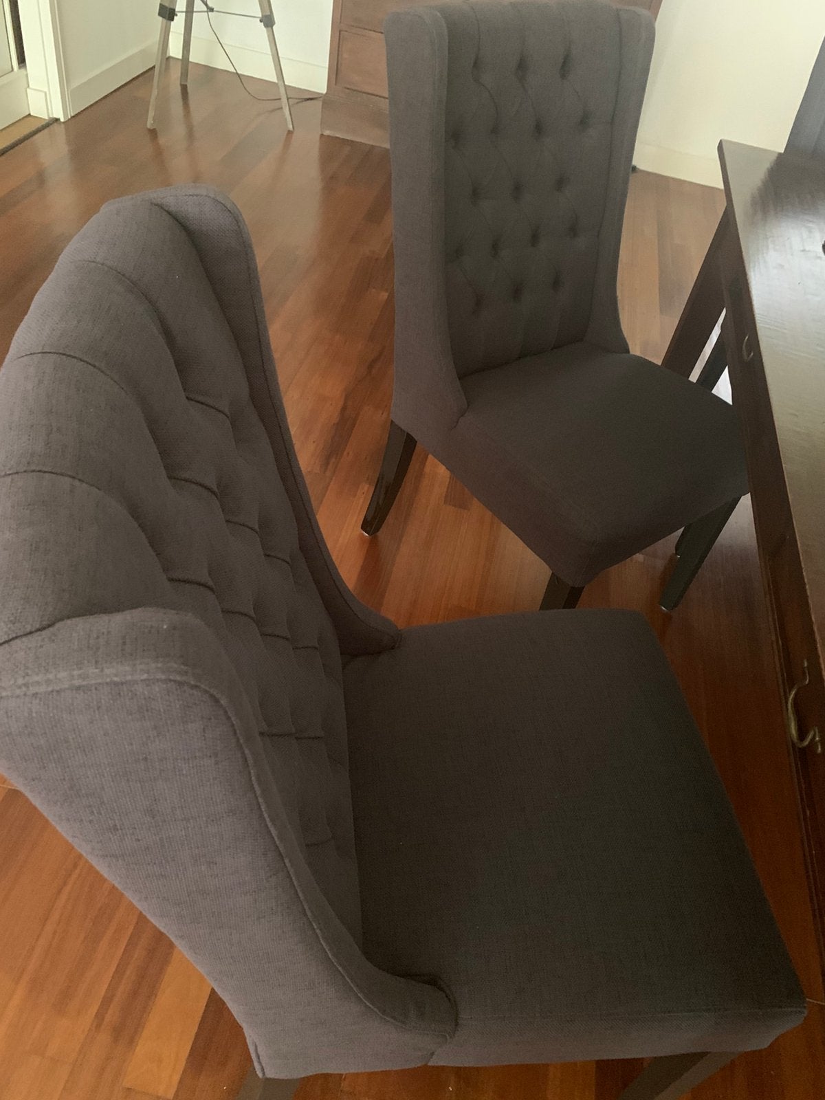 6 gecaptionneerde  eetkamer stoelen landelijk  donker grijs, Ophalen, Vijf, Zes of meer stoelen, Landelijk, Zo goed als nieuw