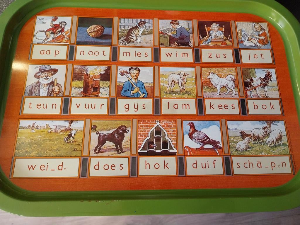 Vintage ABC Dienblad - Educatief en Decoratief, Ophalen of Verzenden, Gebruikt