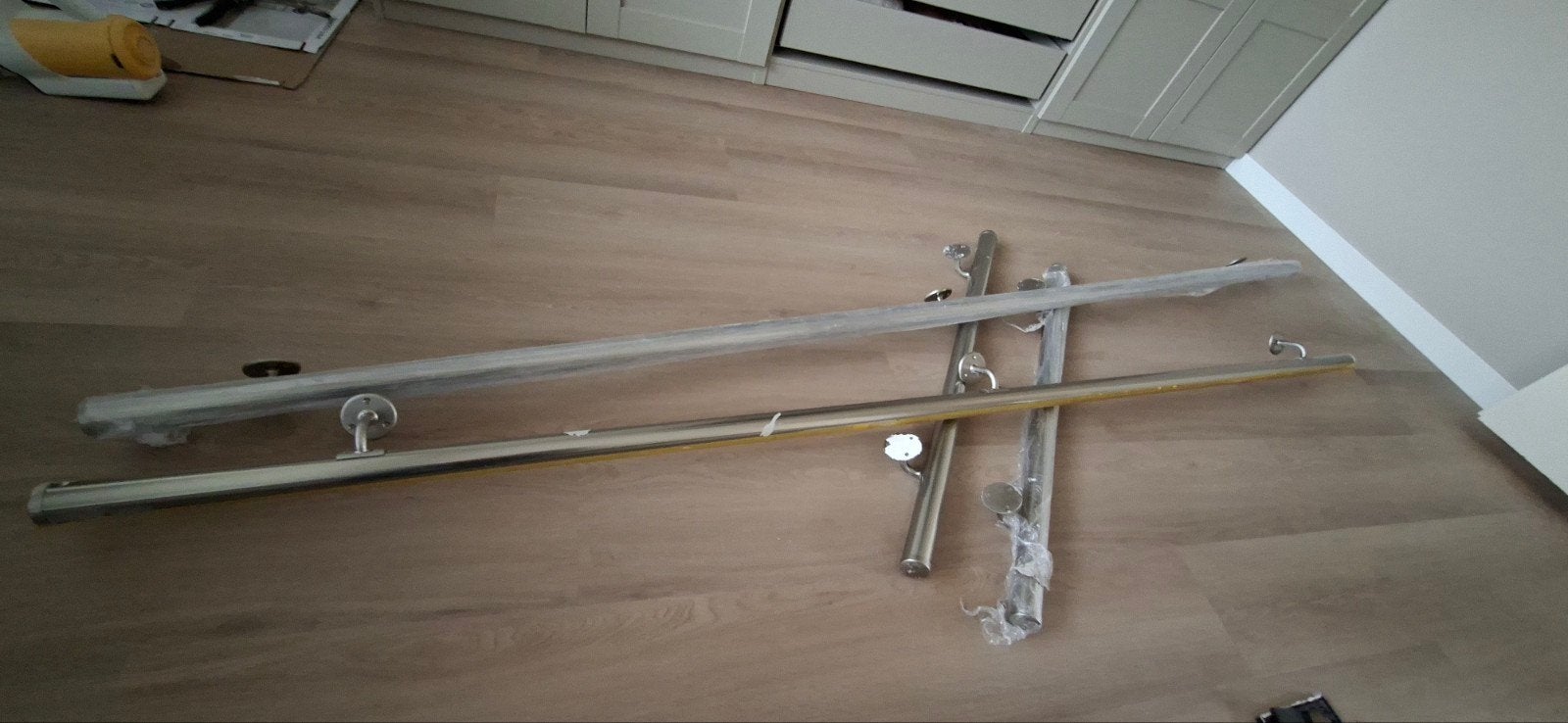 RVS trapleuningen - 2x lang, 2x kort, Ophalen, Gebruikt, Trap, Minder dan 2 meter
