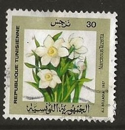 Tunesie 107, narcissen, Ophalen of Verzenden, Tunesië, Gestempeld