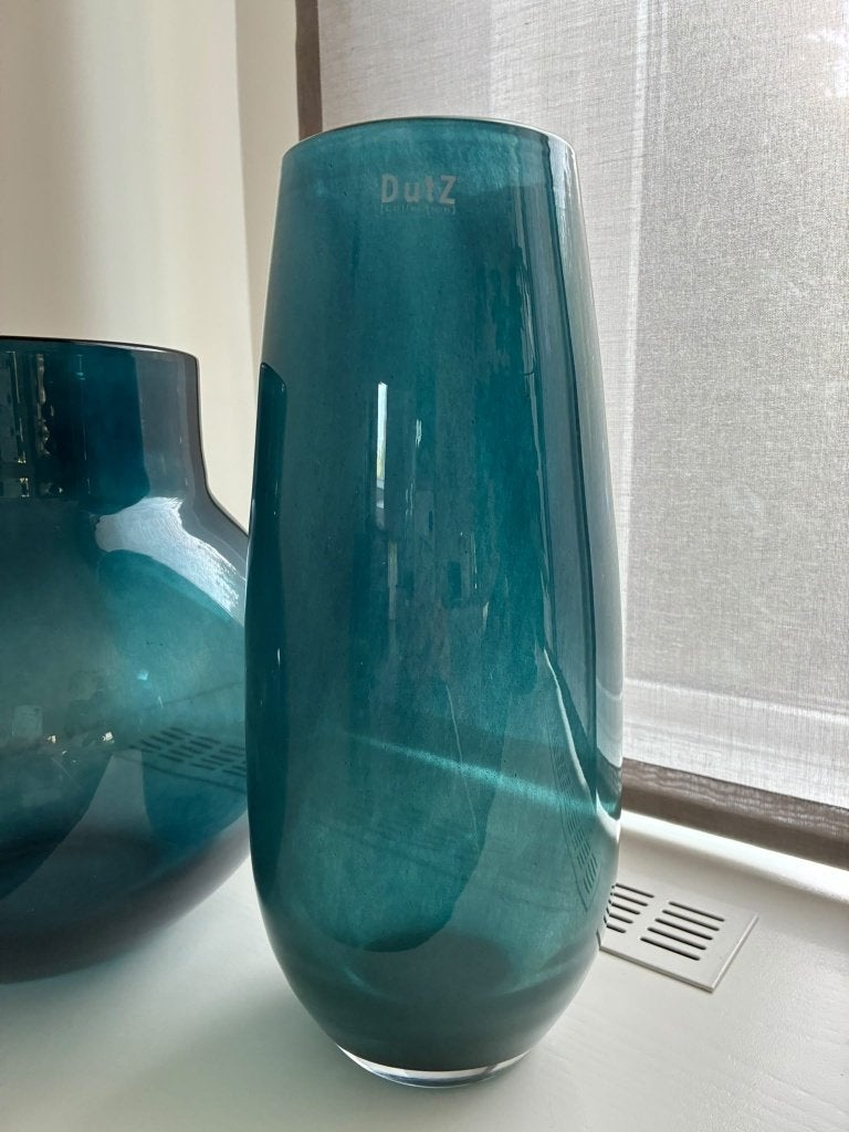 Grote turquoise Dutz vazen, Ophalen, Blauw, 37 cm, Glas