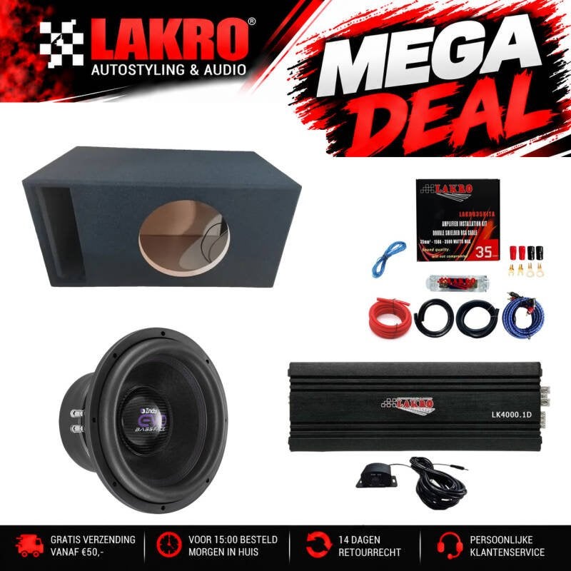 12 inch Pack 14 - LAKRO - subwooferpakket - 1500 watt RMS, Niet ingevuld, Niet ingevuld, Niet ingevuld