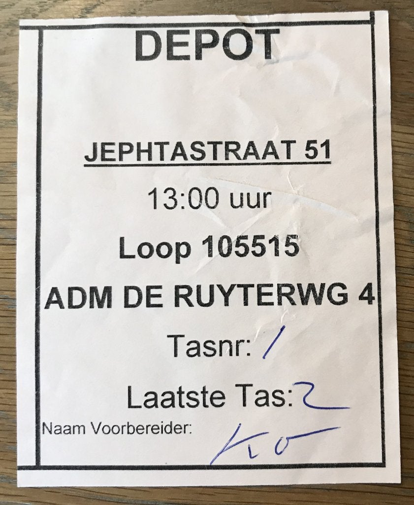 GAAF BEZORGBRIEFJE VAN DEPOT IN AMSTERDAM, Verzenden, Overige typen