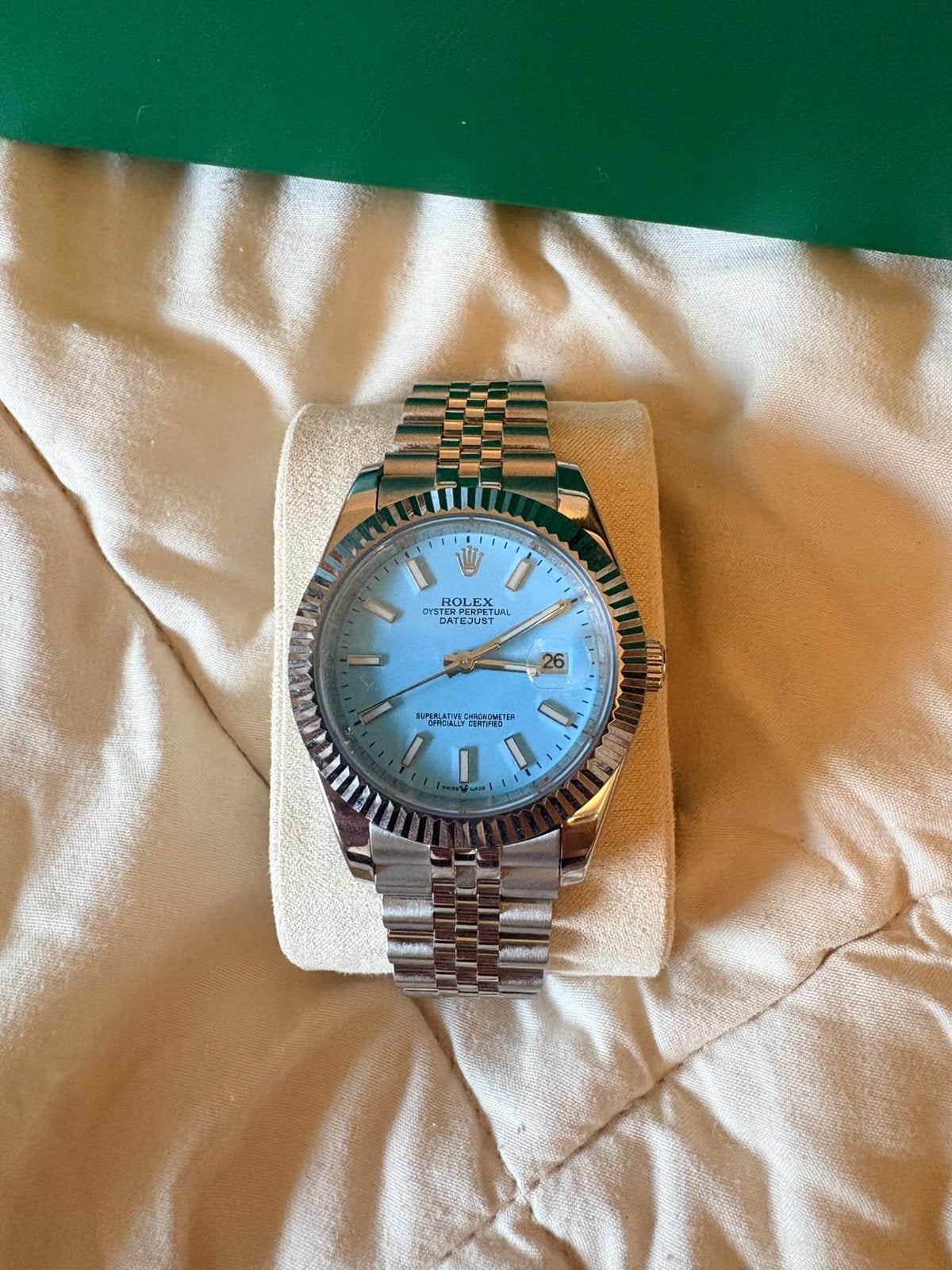 Rolex Datejust Zilver Diamant Blauw  (Dubbel Link), Staal, Rolex, Verzenden, Polshorloge