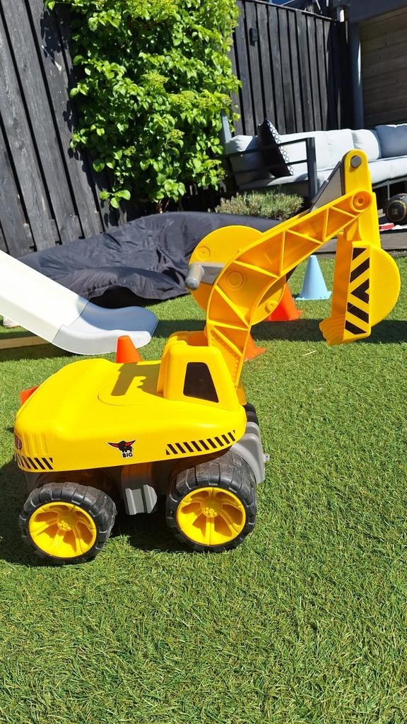 BIG Grote Gele Speelgoed Graafmachine met Grijper, Ophalen, Gebruikt