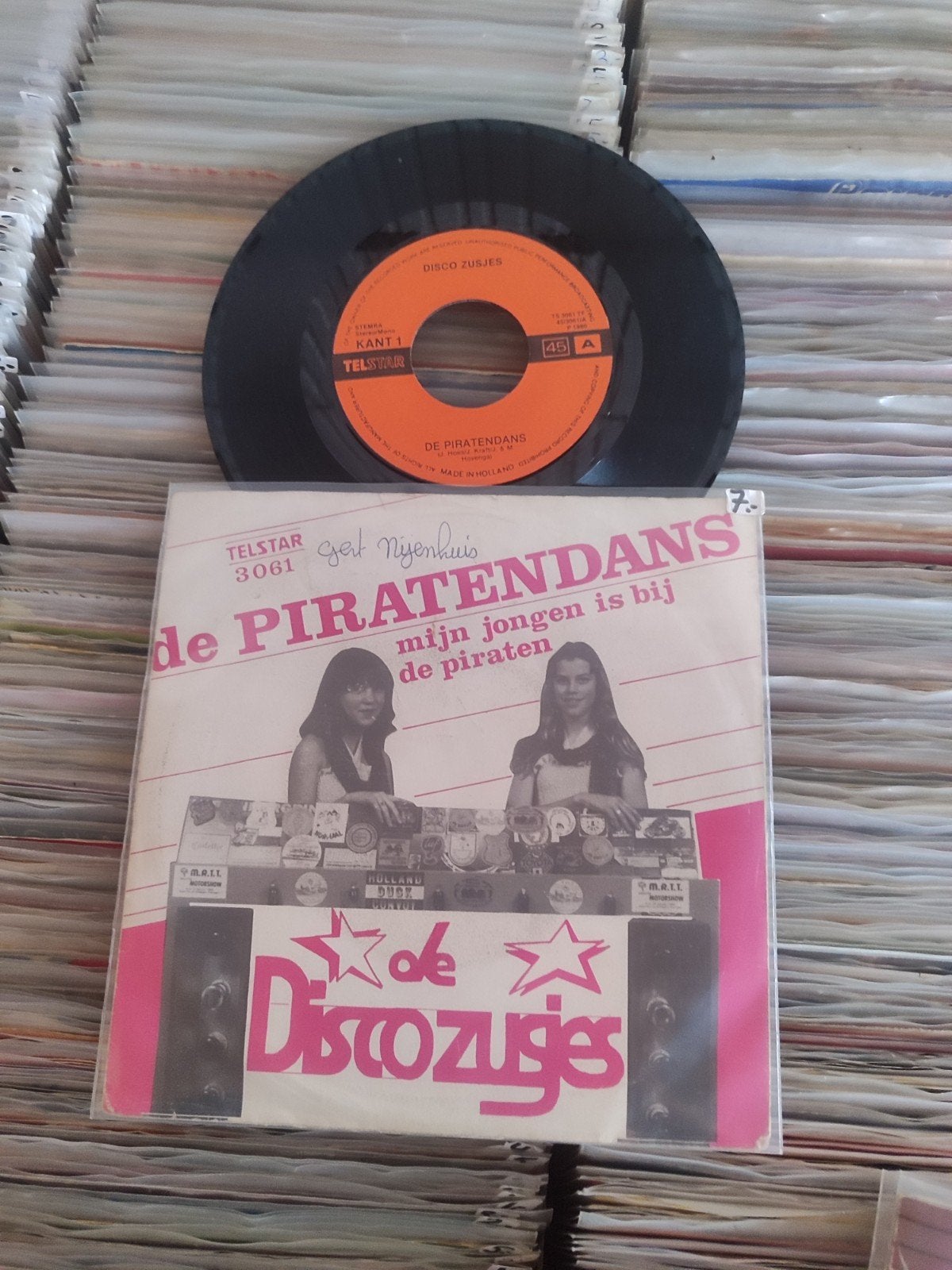 de disco zusjes de piratendans Telstar, Ophalen of Verzenden, Zo goed als nieuw, Overige formaten, Levenslied of Smartlap