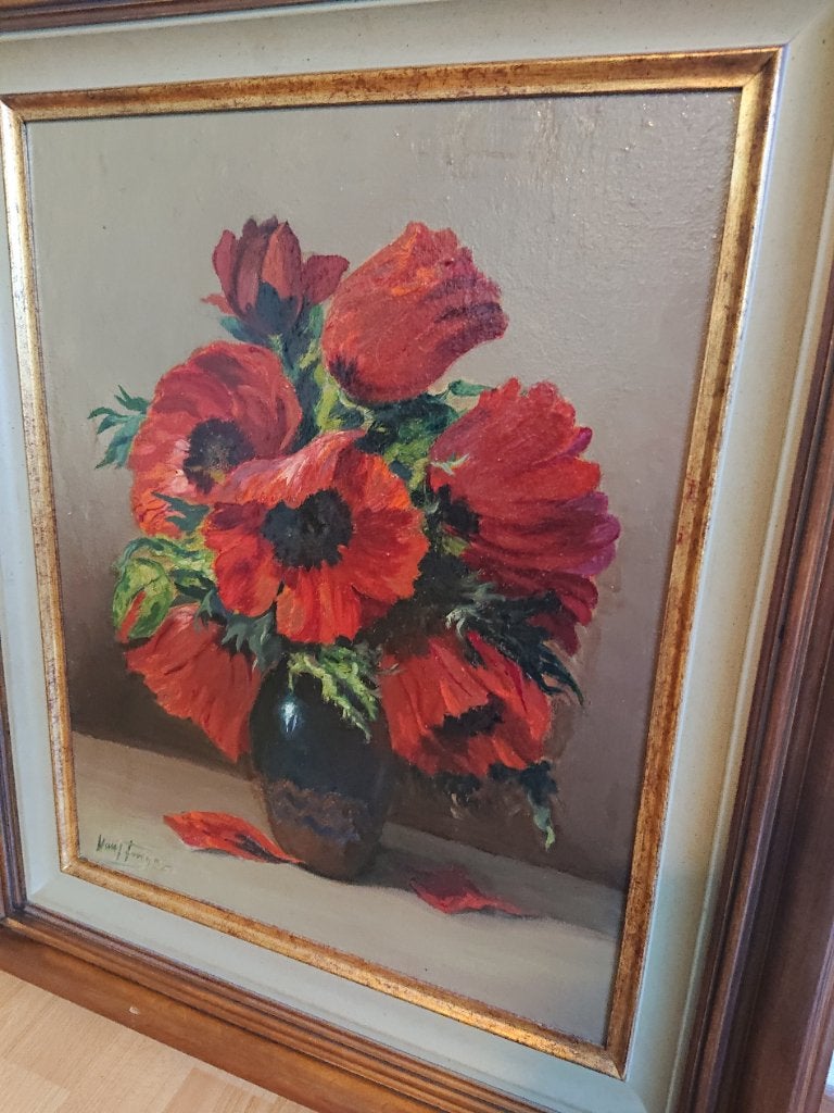 Olieverfschilderij Bloemstilleven Circa 1930, Ophalen, Doek, Stilleven, Olieverf