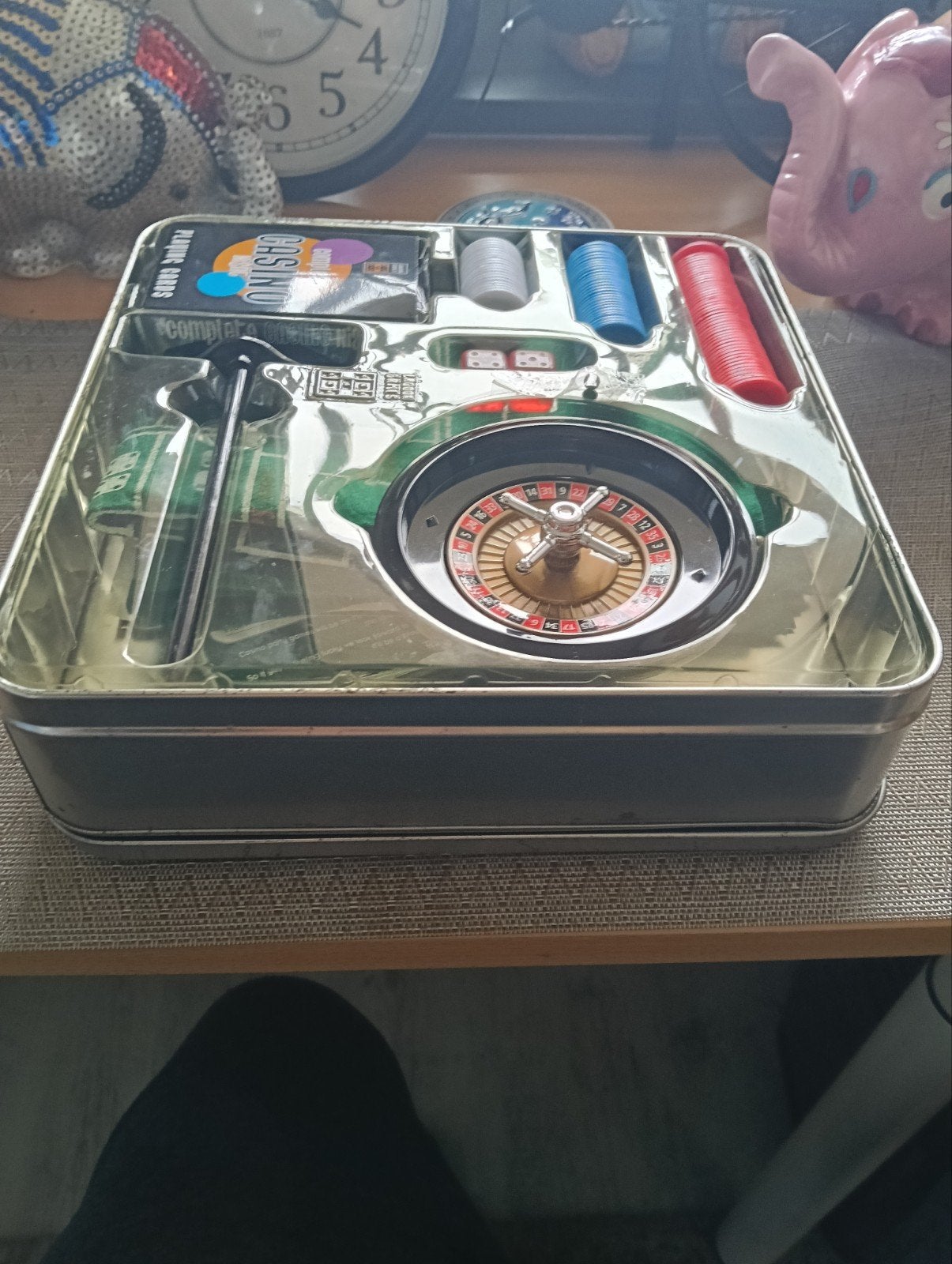 Poker spel en roulette spel in ijzeren doos leuk voor thuis, Ophalen of Verzenden