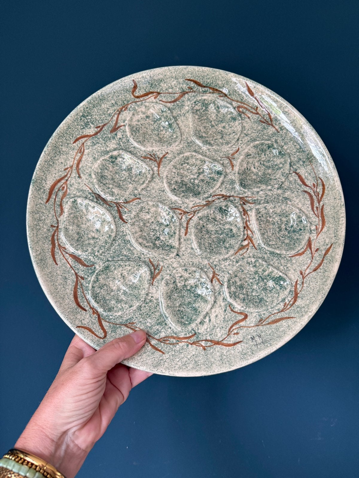 ZELDZAAM XL oesterbord voor 12 oesters, Ophalen of Verzenden, Zo goed als nieuw, Overige stijlen, Bord(en)