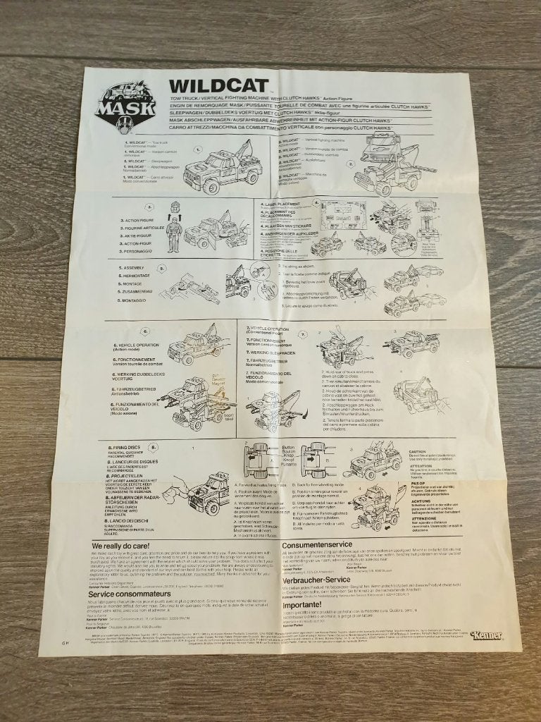 M.A.S.K. – Wildcat EU instructies – Kenner Mask 1987, Verzamelen, Ophalen of Verzenden, Gebruikt