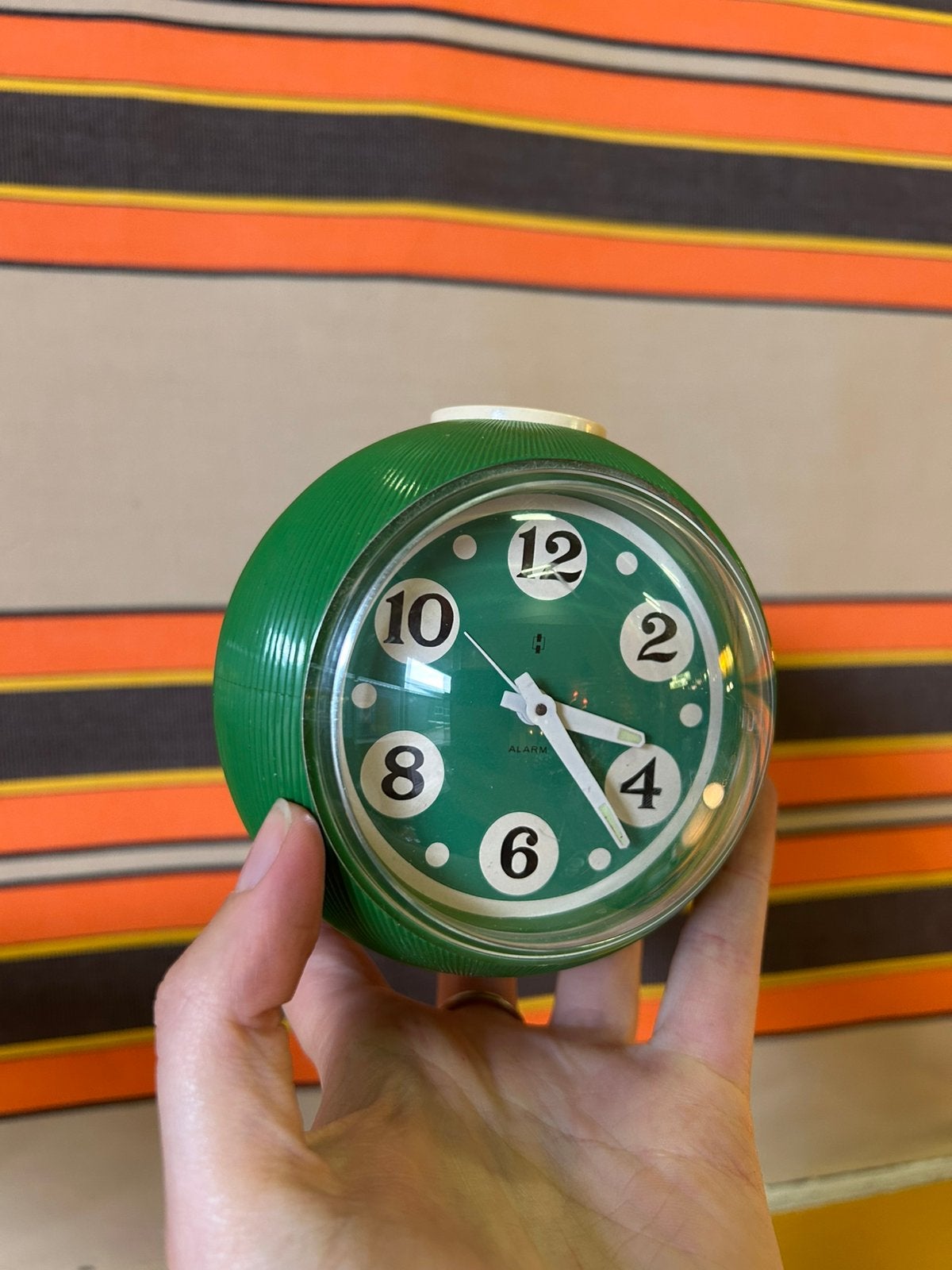 Vintage jaren 70 groene bol wekker, space age, ?, Zo goed als nieuw, Analoog, ?