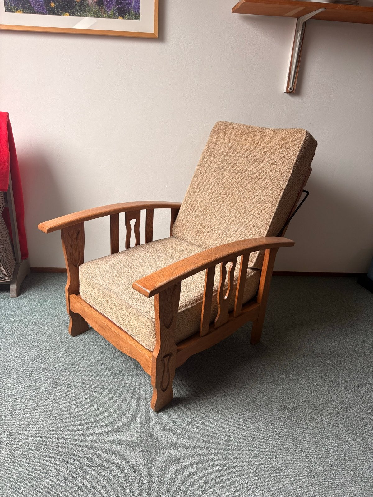 Vintage houten fauteuil - MOET VANDAAG WEG, Huis en Inrichting, Fauteuils, Ophalen, Gebruikt, 75 tot 100 cm, 50 tot 75 cm