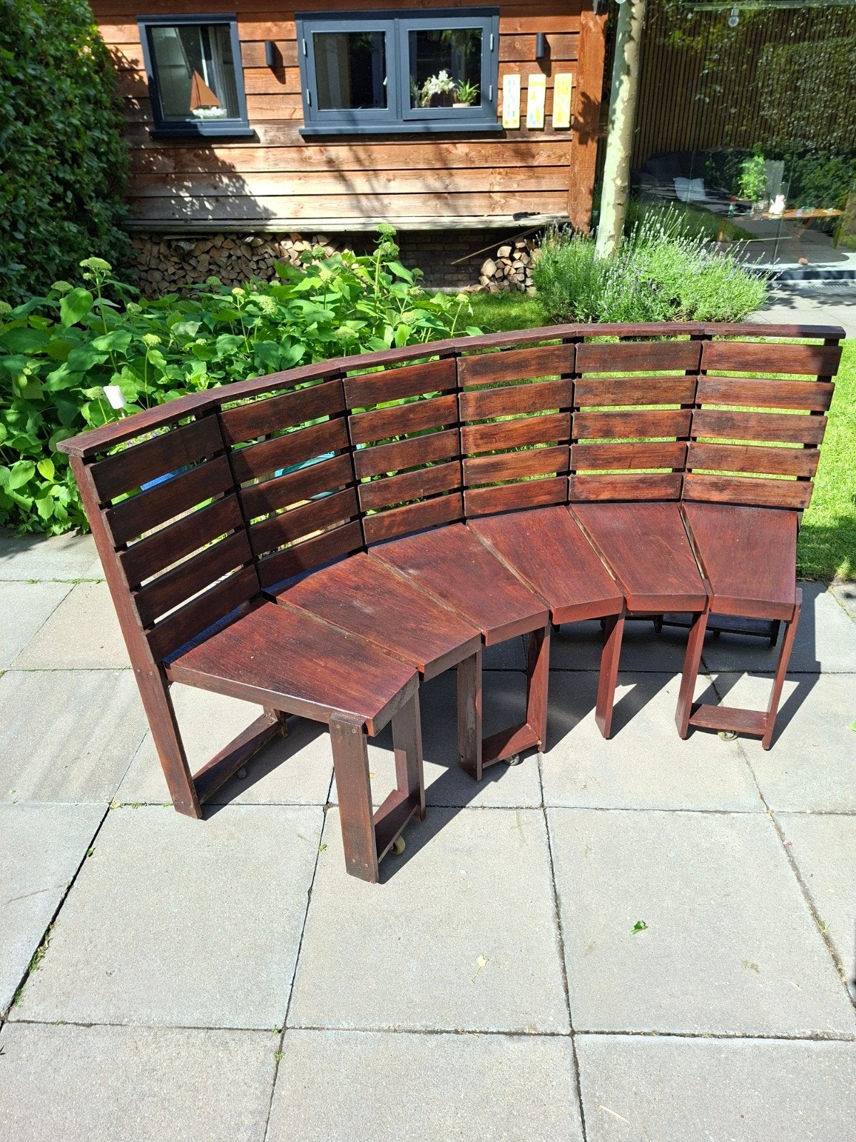 Houten ronde tuinbank met of zonder tafel, Verzenden, Hout