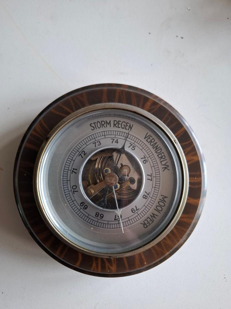 Antieke Barometer met Gouden Medaille - Hout, Ophalen of Verzenden, Gebruikt, Barometer