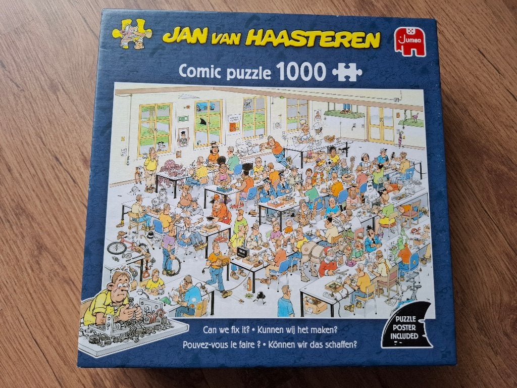 Kunnen wij het Maken? - JAN VAN HAASTEREN Puzzel - 1000 St, Ophalen of Verzenden, 500 t/m 1500 stukjes, Zo goed als nieuw, Legpuzzel