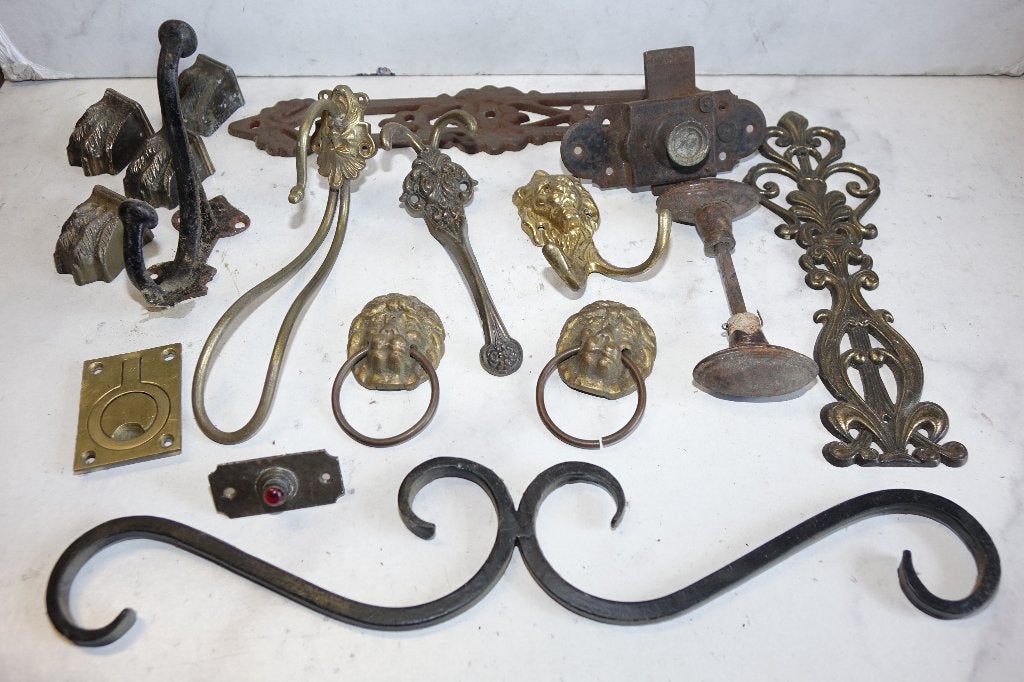 lot antiek beslag oud koper diversen, Verzenden