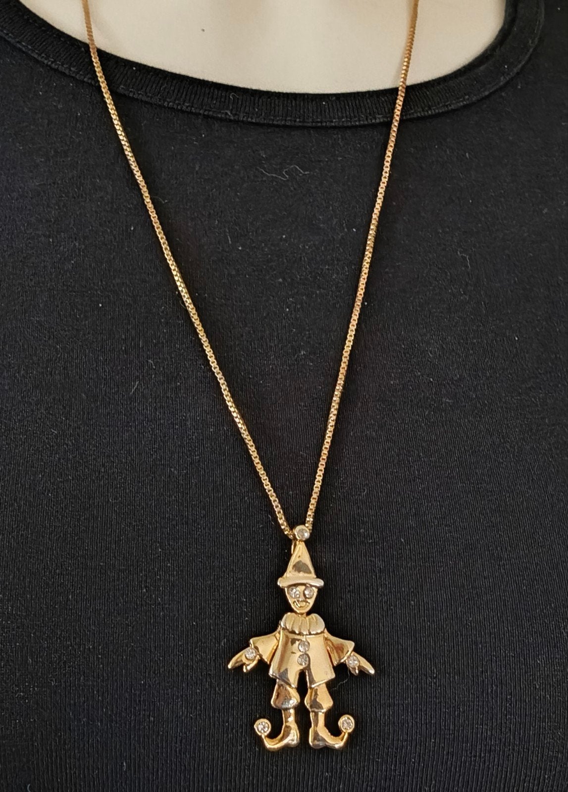 Goudkleur ketting met hanger in de vorm van een clown, Overige materialen, Nieuw, Goud, Verzenden