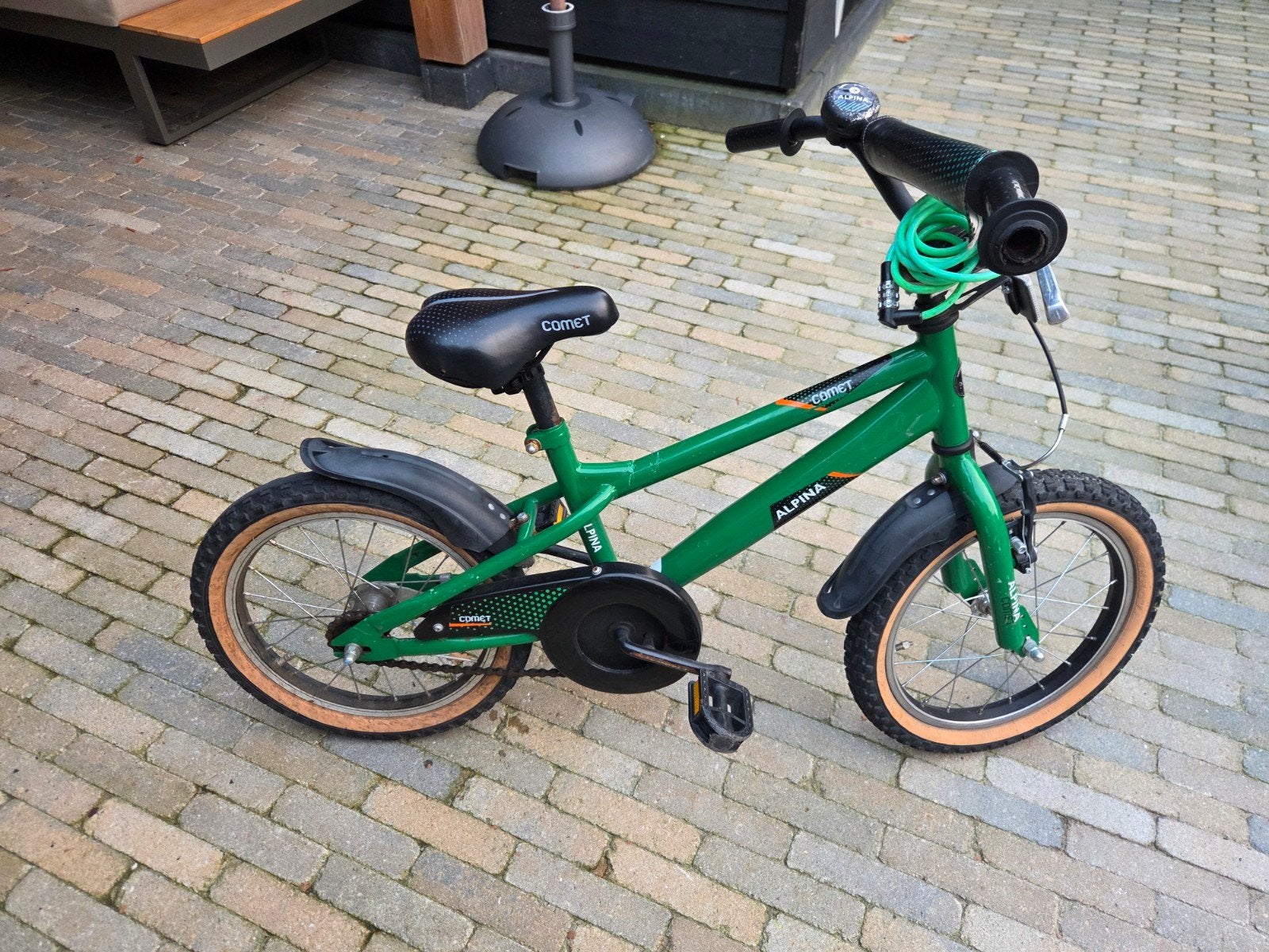 Alpina Comet kinderfiets 16 inch - Groen, Ophalen, Terugtraprem, Alpina, 16 tot 20 inch