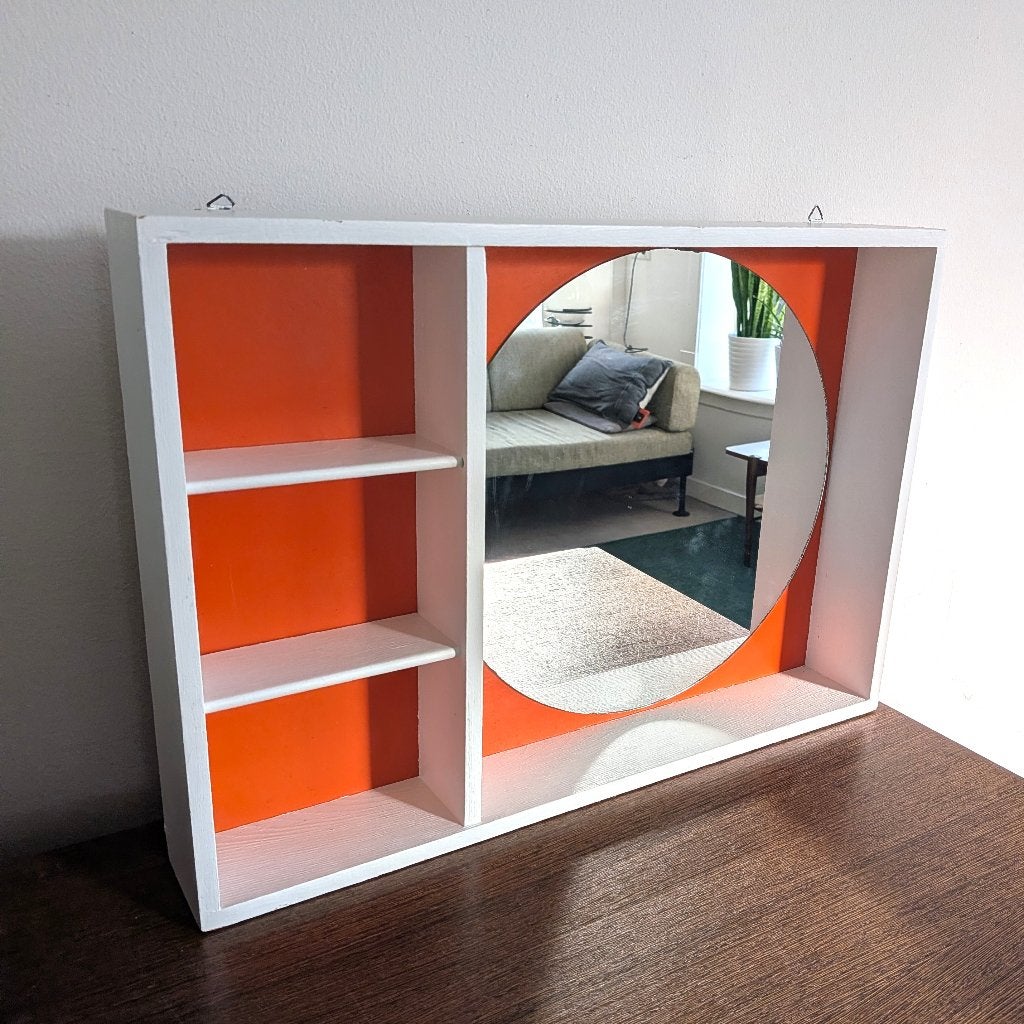 Vintage Deens design Space Age spiegel kastje spiegelkastje, Huis en Inrichting, Badkamer | Badkamermeubels, Gebruikt, Spiegelkast