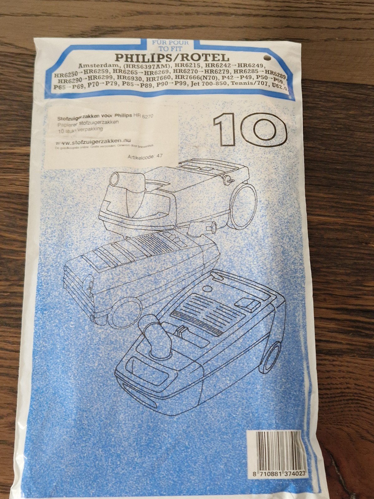9 Philips/Rotel stofzuigerzakken - Artikelcode 47