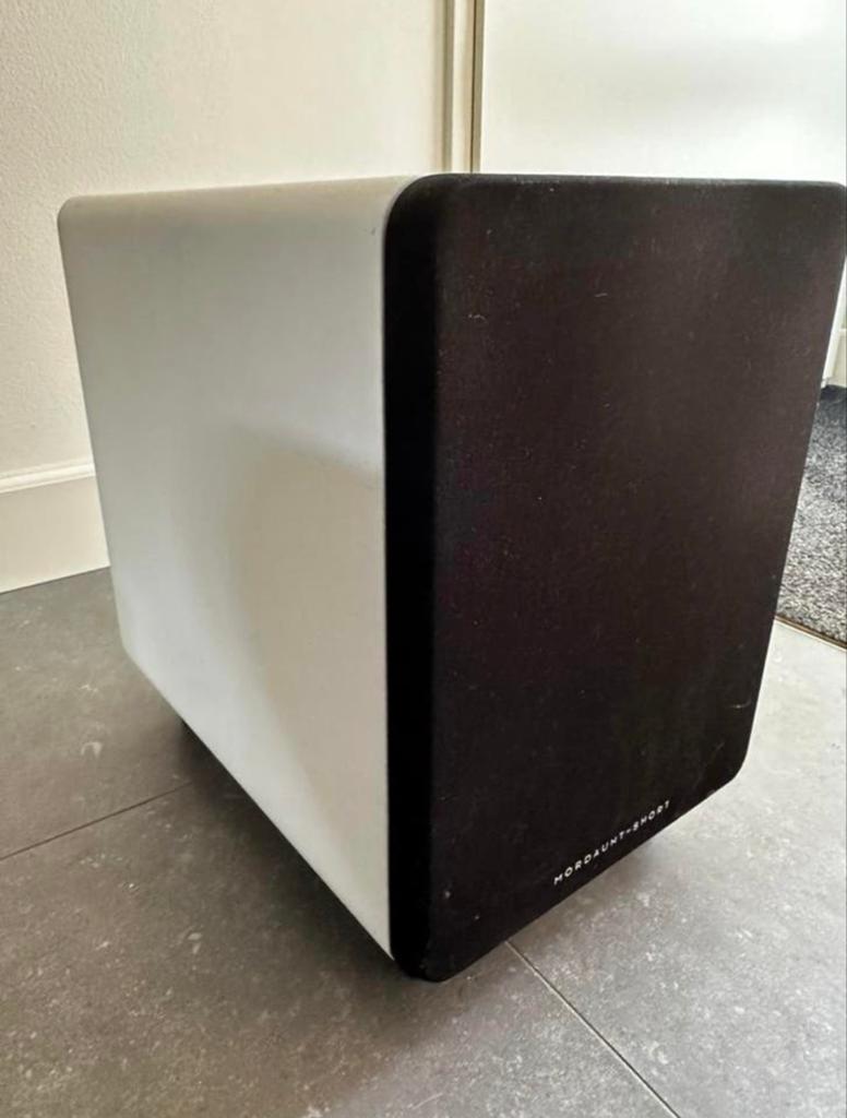 Mordaunt-Short Alumni Subwoofer - Wit, Subwoofer, Zo goed als nieuw, 120 watt of meer, Ophalen