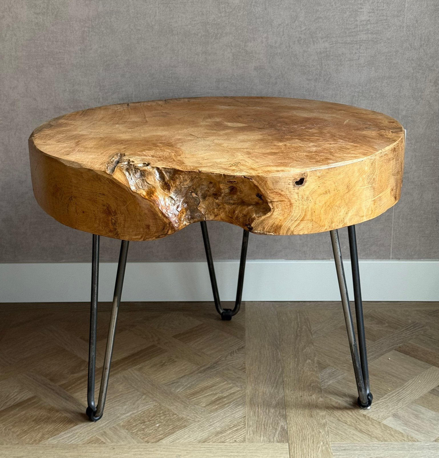 Salontafel van wortelhout | 58x37 cm | Bieden!, Ophalen, Rond, Minder dan 50 cm, 50 tot 100 cm